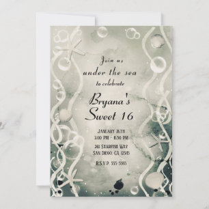 Invitation Encre aquarelle éclaboussure perle grise sous la m