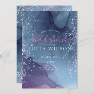 Invitation encre d'alcool bleu et violet avec mystique de par