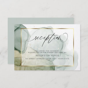 Invitation Encre d'alcool fluide Chic Muted Tons de vert