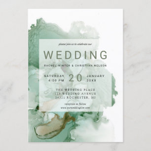 Invitation encre d'alcool verte