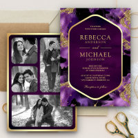 Encre fluide abstraite or violet Photo mariage
