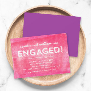 Invitation Encre Roulée Rose Engagée! Fêtes de fiançailles