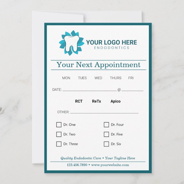 Invitation Endodontie modifiable Prochain rendez-vous (Devant)