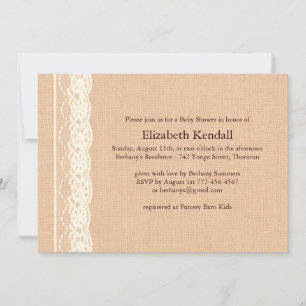 Invitation ene ivoire de baby shower de dentelle