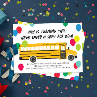 Invitation Enfant Anniversaire de l'école Jaune Bus Party