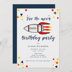Invitation Enfant Anniversaire Deux la Lune Rocket Space Thèm