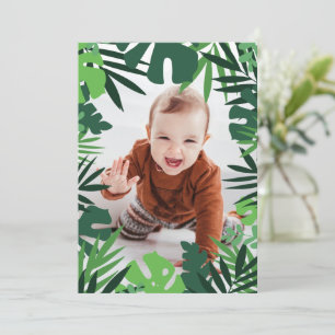 Invitation enfant d'anniversaire dans la jungle cadre feuille