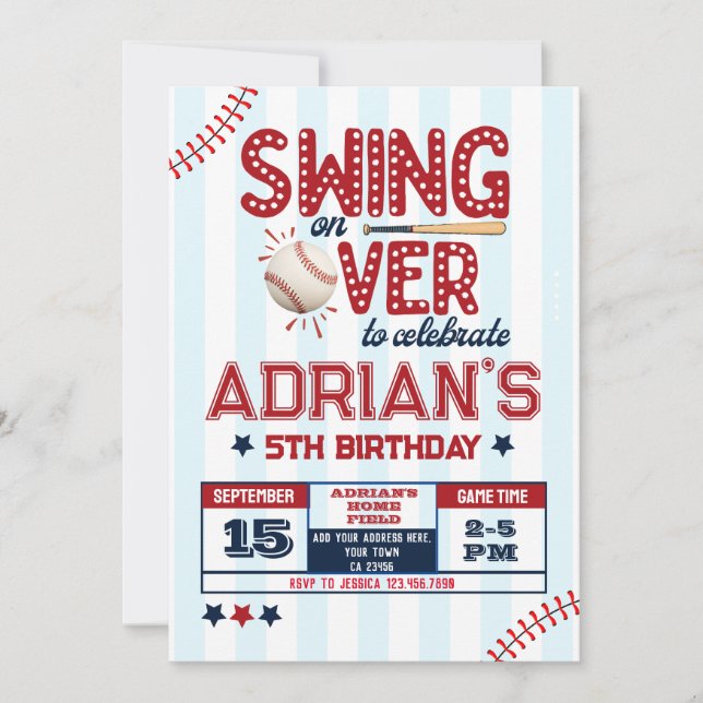 Invitation Enfant d'anniversaire de baseball (Devant)