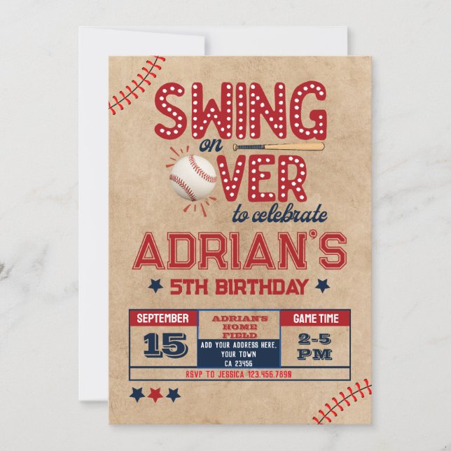 Invitation Enfant d'anniversaire de baseball (Devant)