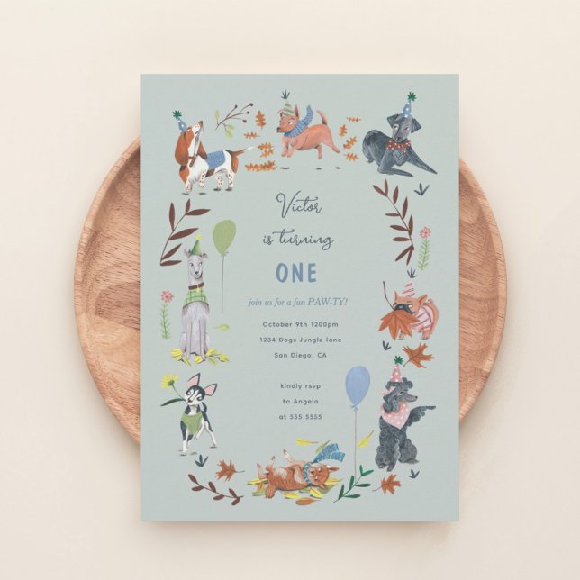 Invitation Enfant d'anniversaire Paw-ty mignon chiot chiens I (Birthday Paw-ty cute puppy dogs Invitation kids party)