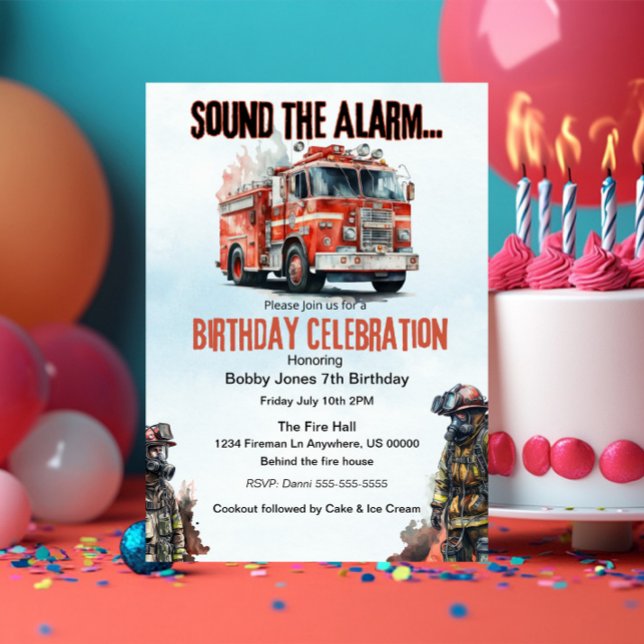 Invitation Enfant de fête d'anniversaire de pompiers (Créateur téléchargé)