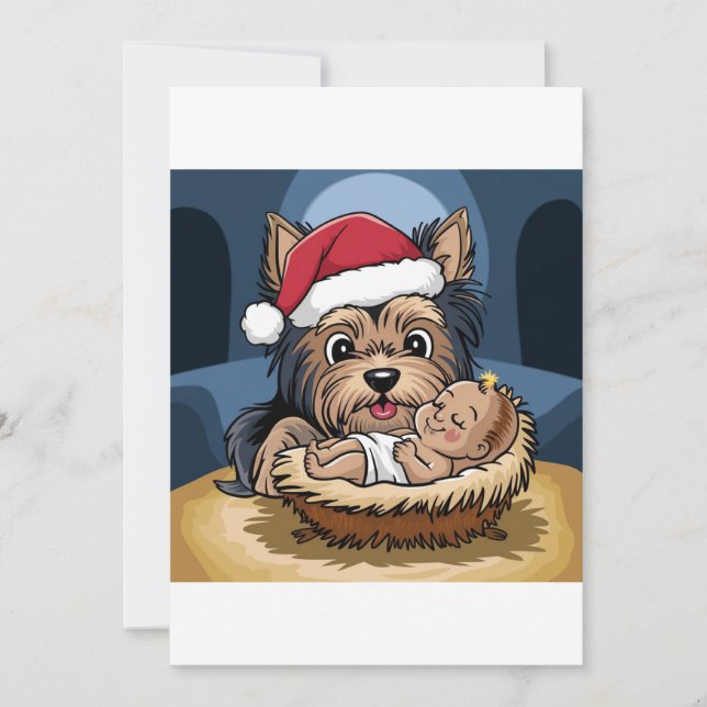 Invitation Enfant de houx adoré par un Terrier du Yorkshire (Devant)