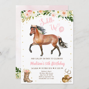 Invitation Enfant de la petite fille Saddup Horse Pony Annive