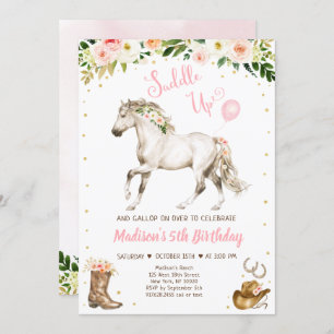 Invitation Enfant de la petite fille Saddup Horse Pony Annive
