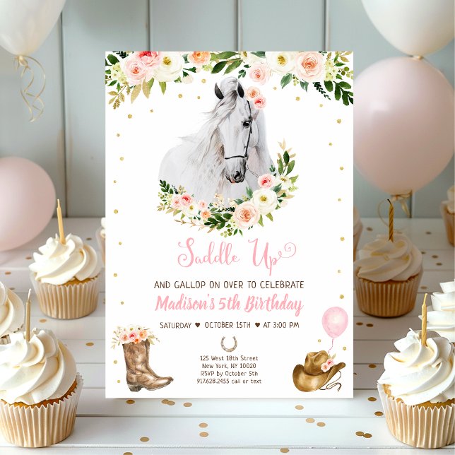 Invitation Enfant de la petite fille Saddup Horse Pony Annive (Créateur téléchargé)