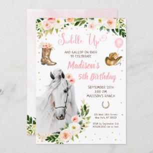 Invitation Enfant de la petite fille Saddup Horse Pony Annive
