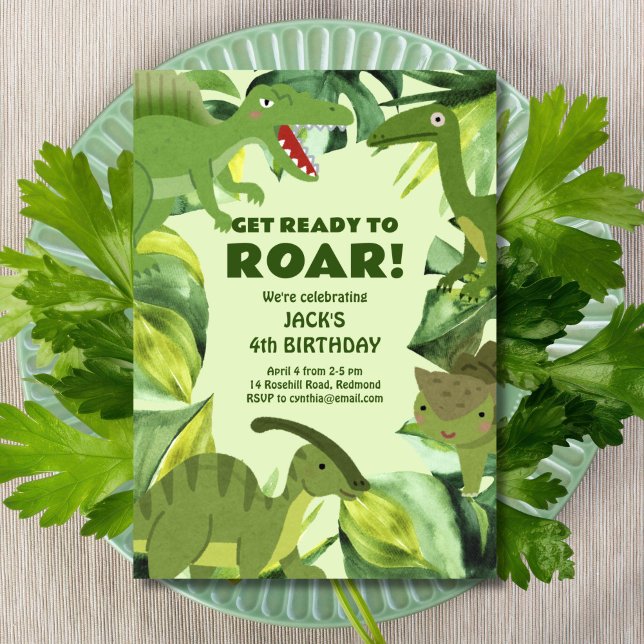 Invitation Enfant Dinosaures rugissant (Créateur téléchargé)