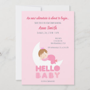 Invitation Enfant endormi sur la lune Baby shower Invitat