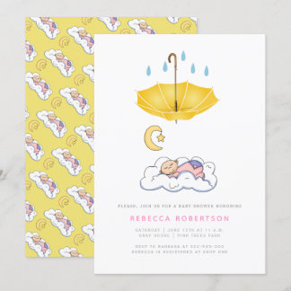 Invitation Enfant endormie douche jaune