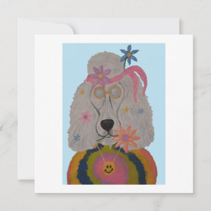 Invitation Enfant Fleur Caniche Hippie