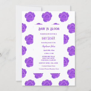 Invitation Enfant Floral En Fleur Purple Rose Baby shower fil