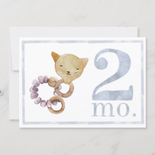 Invitation Enfant Garçon Aquarelle Jalon Deux mois Vieux Cart