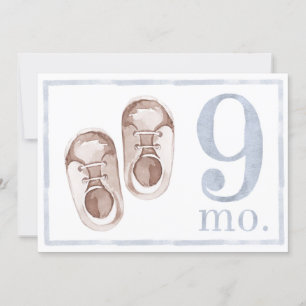 Invitation Enfant Garçon Aquarelle Jalon Neuf Mois Vieux Cart