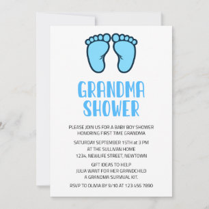 Invitation Enfant Garçon pieds première fois grand-mère Baby