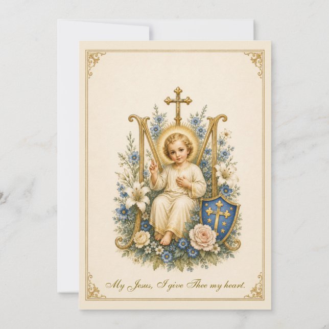 Invitation Enfant Jésus Fleur de Première Communion  (Dos)