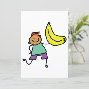 Invitation Enfant Joueur tenant une grande banane jaune