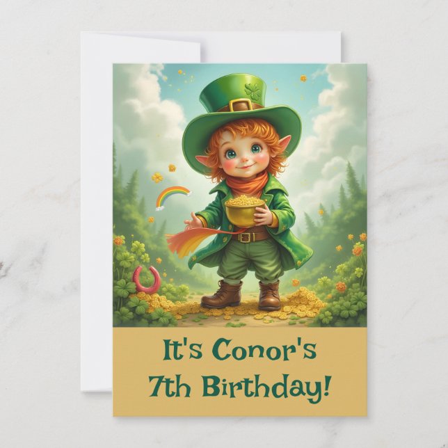 Invitation Enfant Lutin de la Chance pour la Saint-Patrick (Devant)