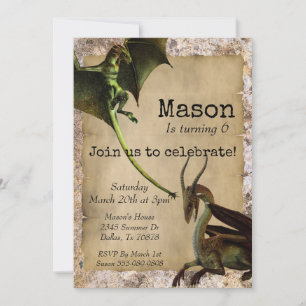 Invitation Enfant Magique du Dragon Anniversaire Fantastique