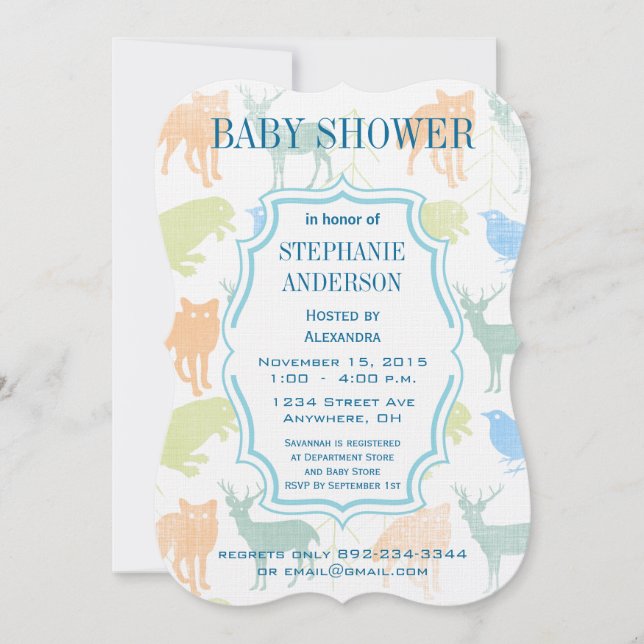 Invitation Enfant moderne Boy Woodland Créatures Douche (Devant)