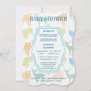 Invitation Enfant moderne Boy Woodland Créatures Douche