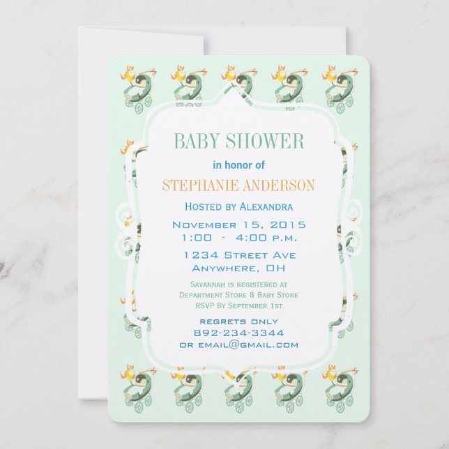 Invitation Enfant moderne Genre Neutre Baby Buggy Douche (Devant)