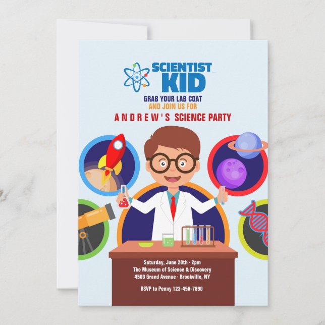 Invitation Enfant Scientifique (Devant)