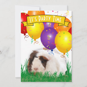 Invitation Enfants 3e anniversaire fête Guinée & cochons Ball