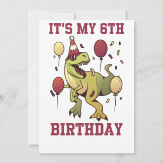 Invitation Enfants 6 ans dinosaures anniversaire 6ème Fête Ga
