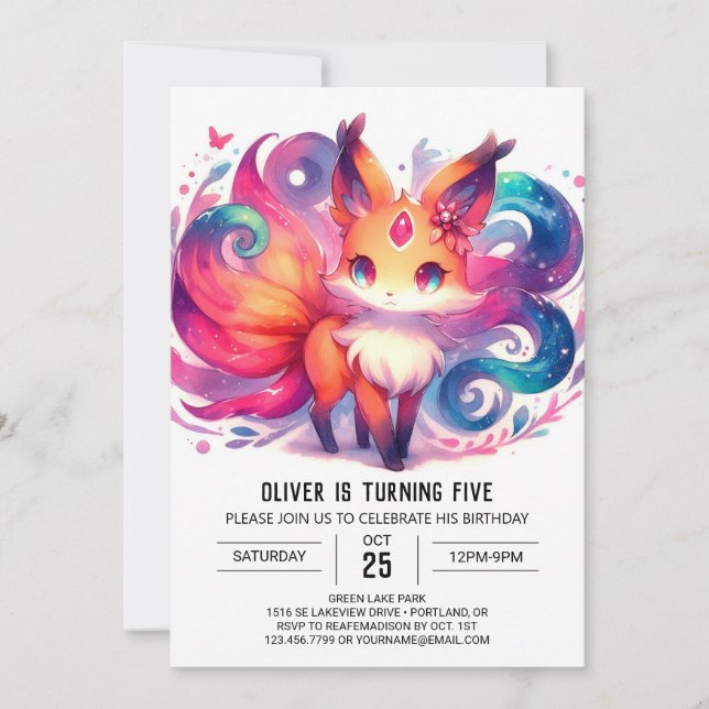 Invitation Enfants Amusants Fox Anniversaire (Devant)