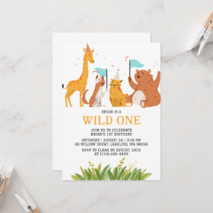 Invitation enfants animal jungle sauvage un premier anniversa