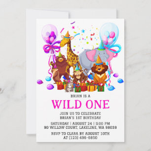 Invitation enfants animal jungle sauvage un premier anniversa