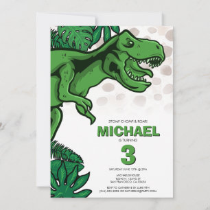 Invitation Enfants Anniversaire Thème Dino Jurassique Dinosau