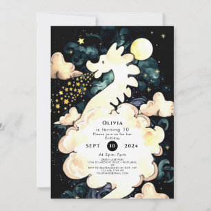 Invitation Enfants Aquarelle Dragon Anniversaire