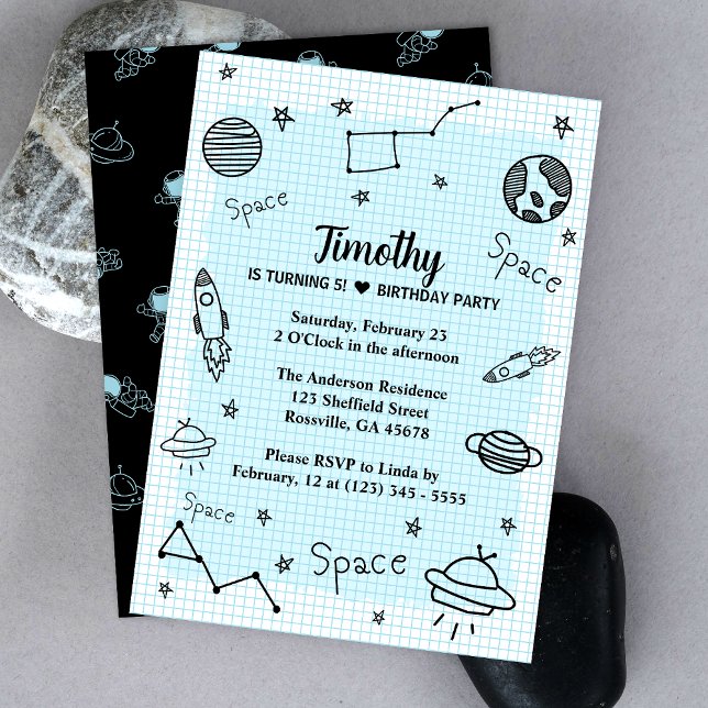 Invitation Enfants astronaute spatiale jote Anniversaire (Make your child's party unforgettable with our cute space and astronaut card. Get ready for liftoff!)