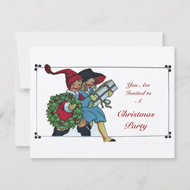 Invitation ENFANTS AVEC CADEAUX DE NOËL Champagne Metallic (Devant)