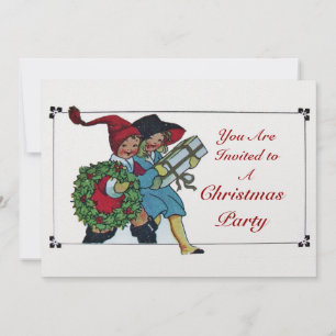 Invitation ENFANTS AVEC CADEAUX DE NOËL - glace blanche métal