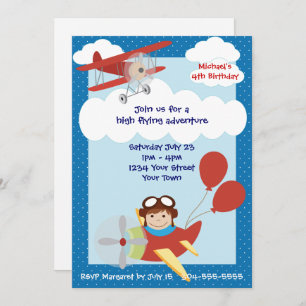 Invitation Enfants Avions fête d'anniversaire