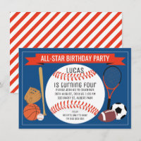 Enfants Baseball Sports Anniversaire Fête Invitati