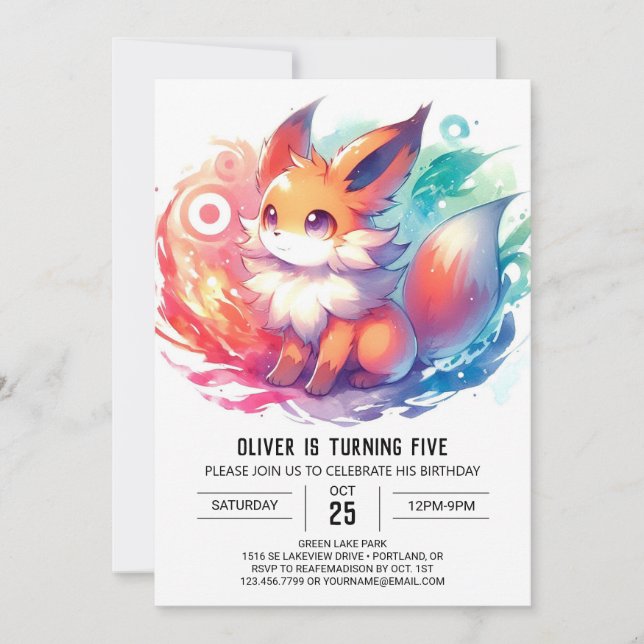Invitation Enfants Boho Fox Anniversaire (Devant)