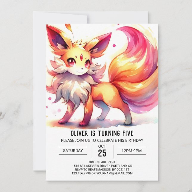 Invitation Enfants Chic Fox Anniversaire (Devant)